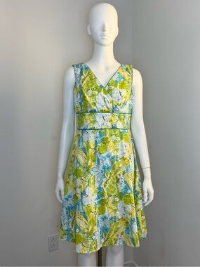 Amanda Smith Petite Sleeveless Fit&Flare Dress Abstract Floral 10P Spring Summer